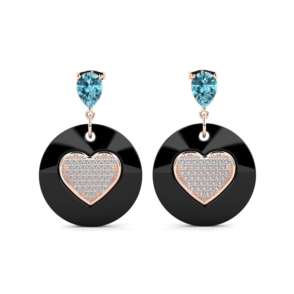 9ct Rose Gold Blue Zircon Women's Earring Bourke