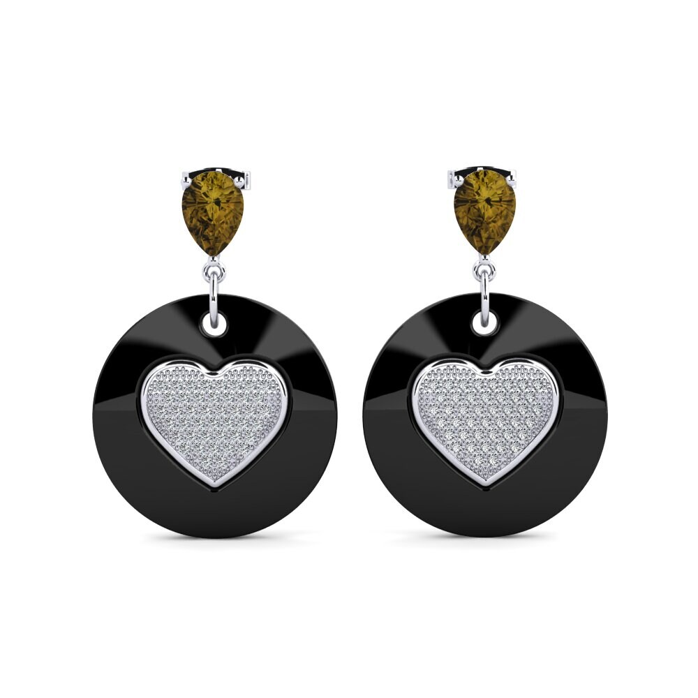 White Silver Brown Zircon Women's Earring Bourke