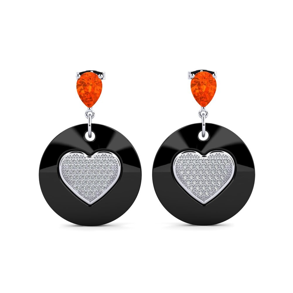 950 Platinum Fire Opal Women's Earring Bourke