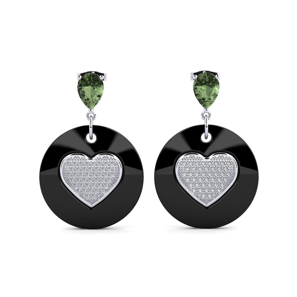 White Silver Green Sapphire Women's Earring Bourke