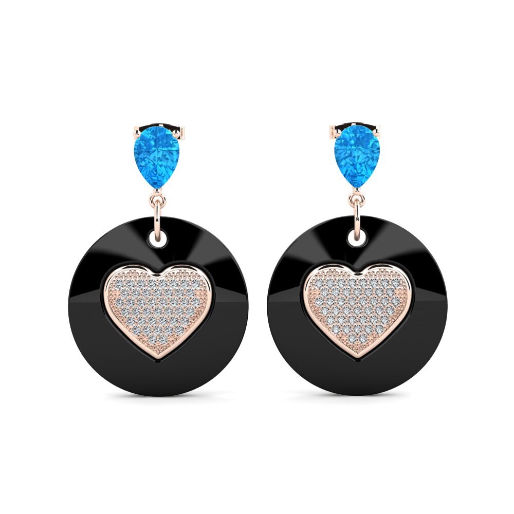 9ct Rose Gold Blue Topaz Women's Earring Bourke