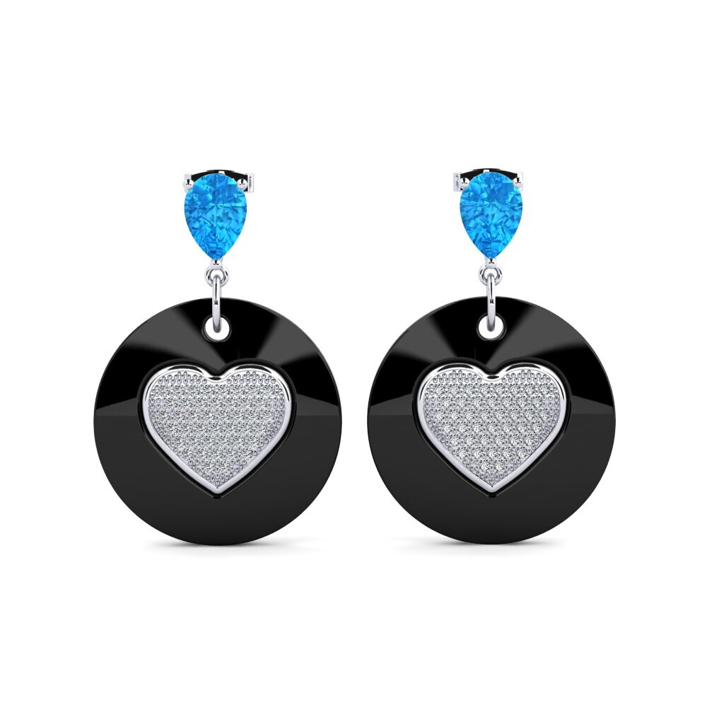 950 Platinum Blue Topaz Women's Earring Bourke