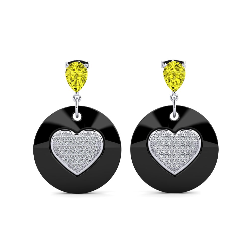 14ct White Gold Yellow Diamond Women's Earring Bourke