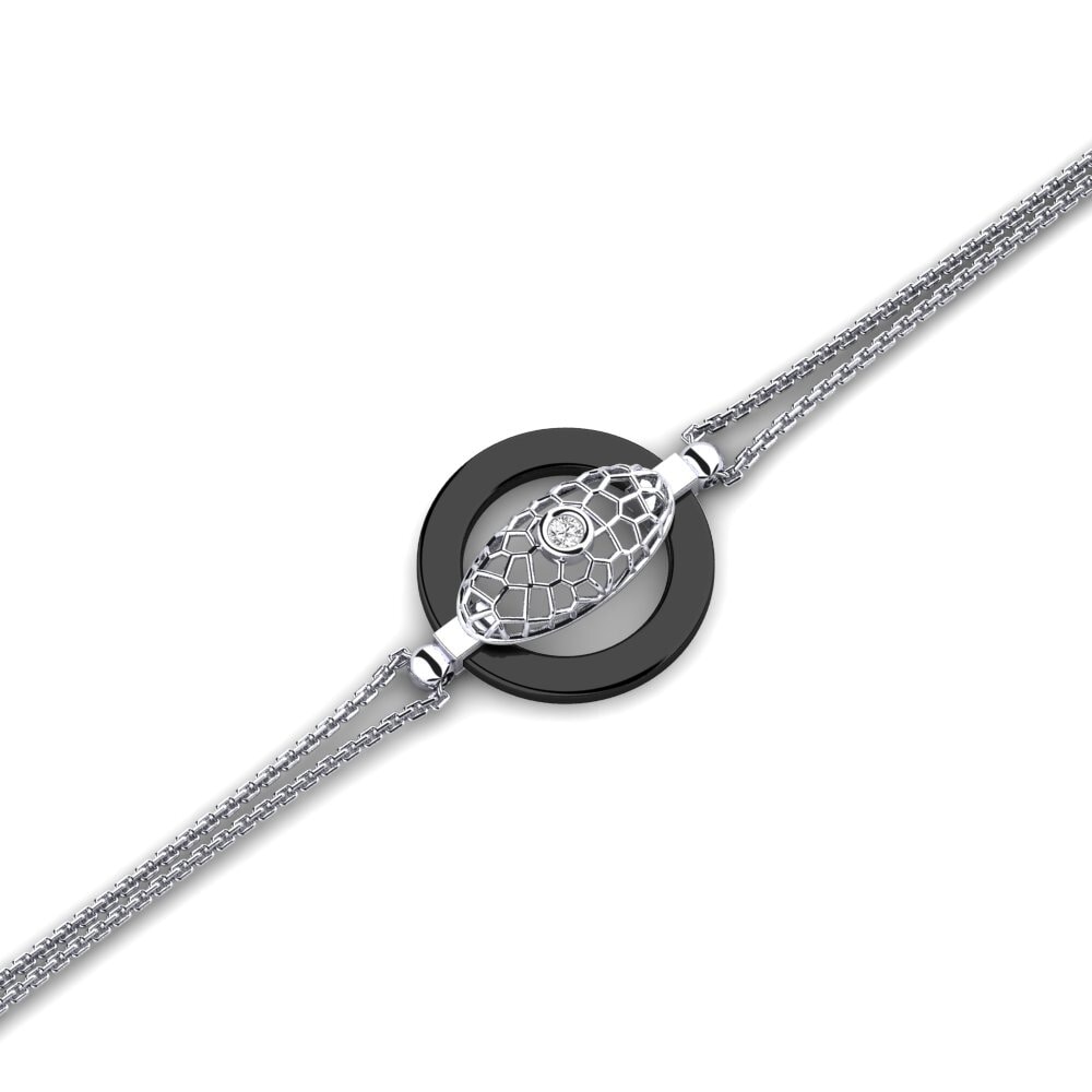 Paladio 950 Zafiro blanco Pulsera de Mujer Boutwell