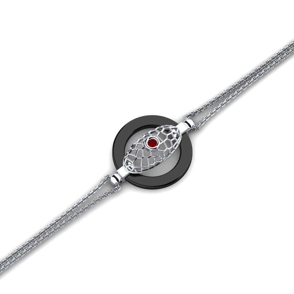 950 Palladium Red Zirconia Women's Bracelet Boutwell