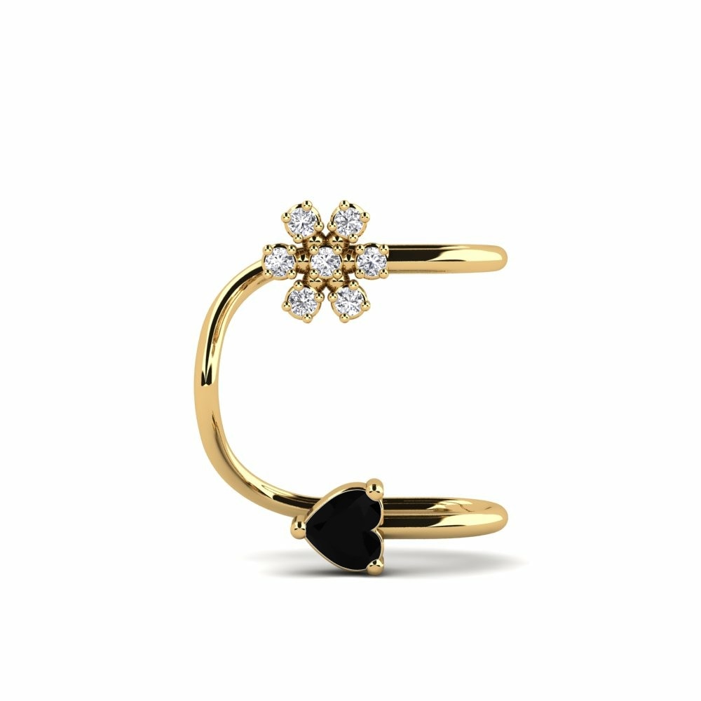 Brazalete de oreja Ear Cuffs Pendientes Bozelle Oro Amarillo 375 Diamante Negro
