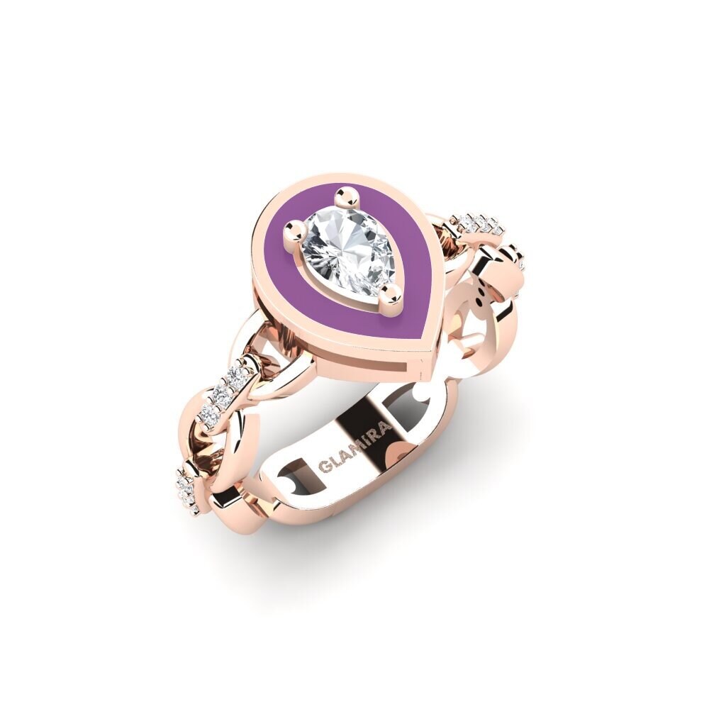 14K Rood Goud Witte zirkoon SYLVIE Ringen Braks - A