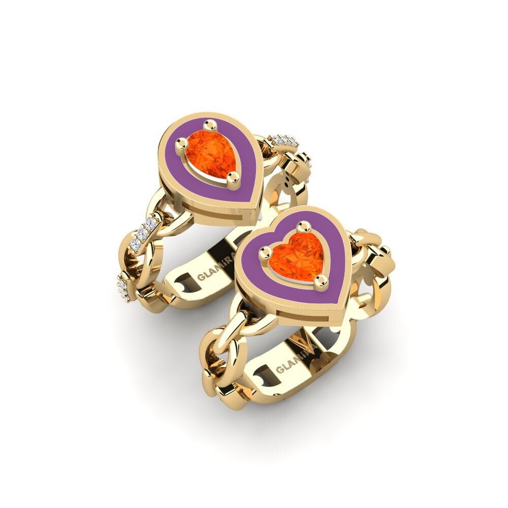 Fire Opal Stackable Ring Braks - SET