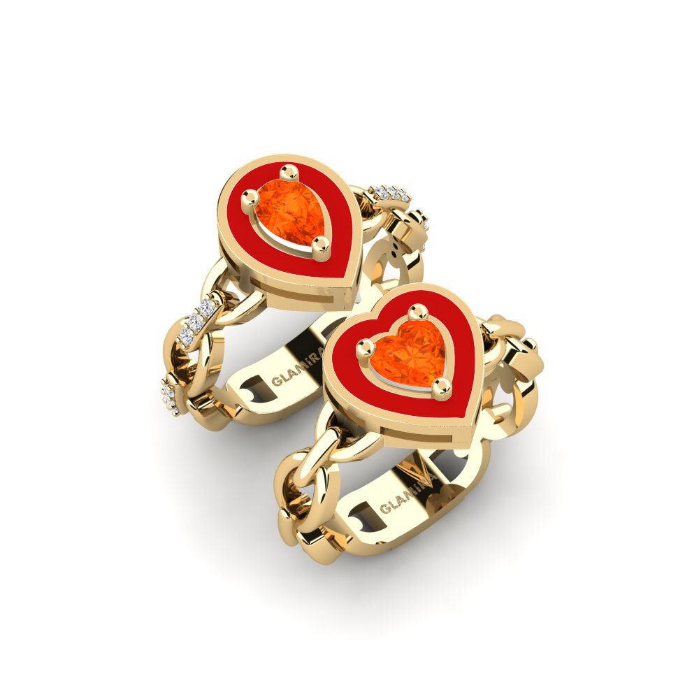 Fire Opal Stackable Ring Braks - SET