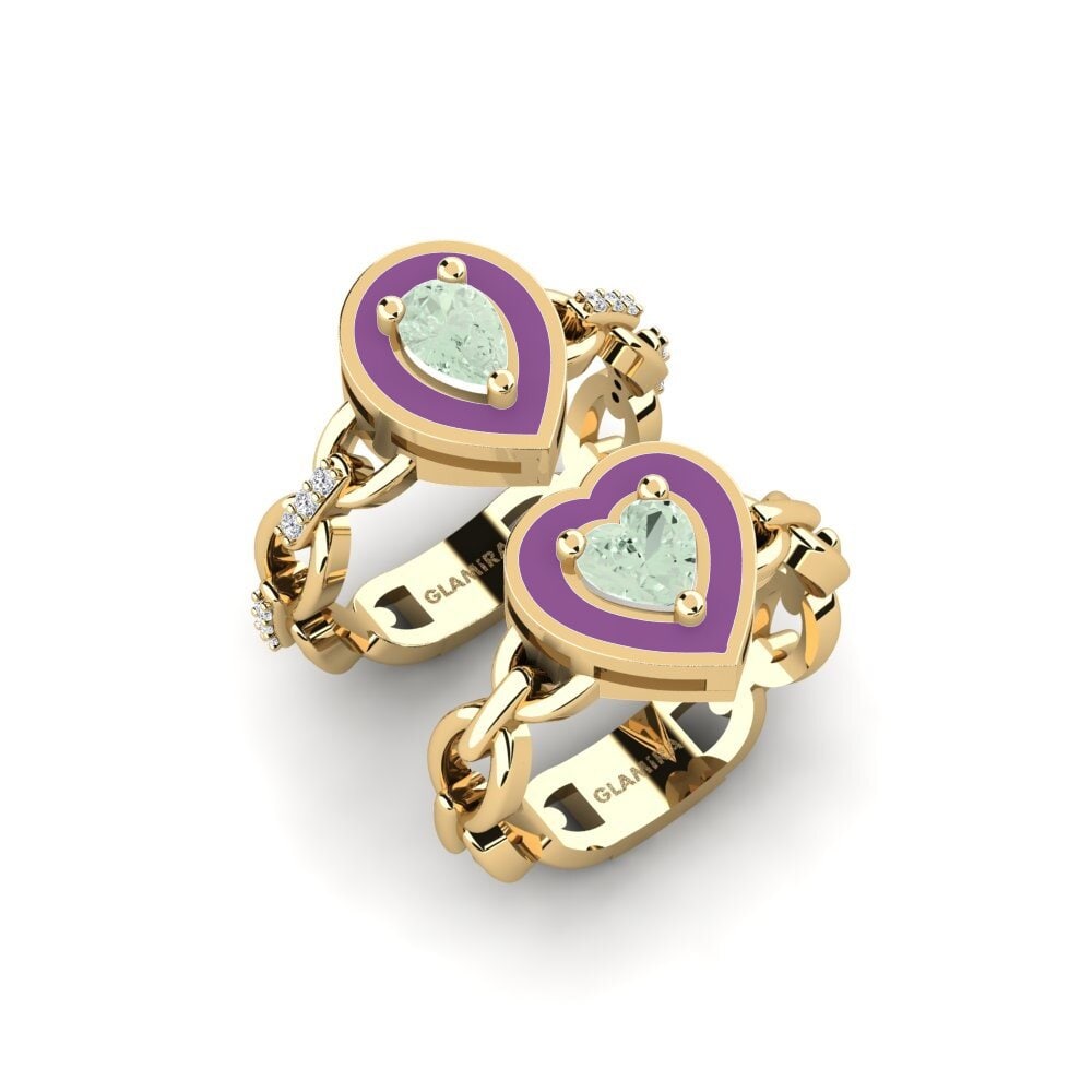 Green Amethyst Stackable Ring Braks - SET
