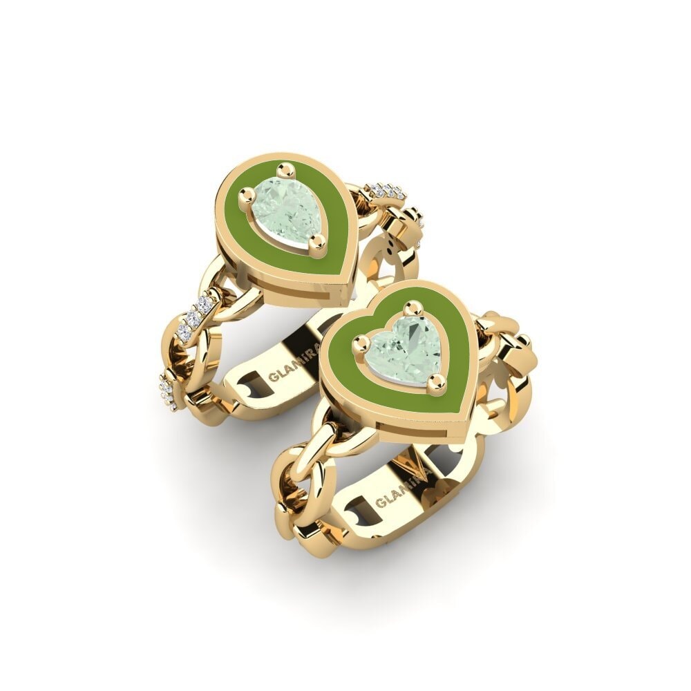 Green Amethyst Stackable Ring Braks - SET