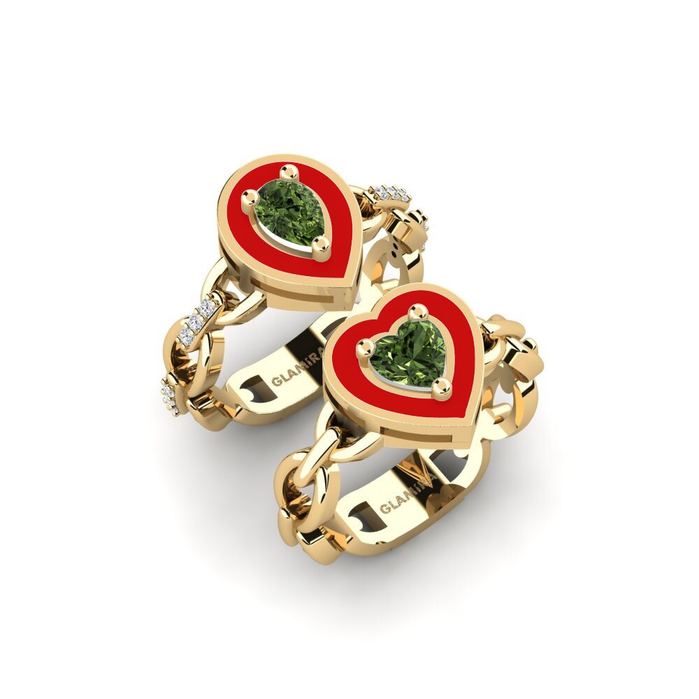 Green Sapphire Stackable Ring Braks - SET