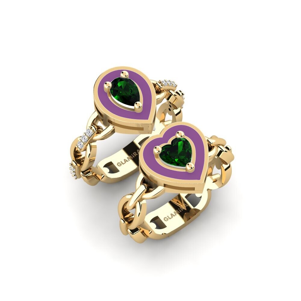 Green Tourmaline Stackable Ring Braks - SET