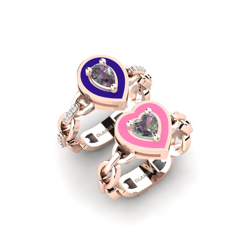 14k Rose Gold Mystic Topaz Stackable Ring Braks - SET