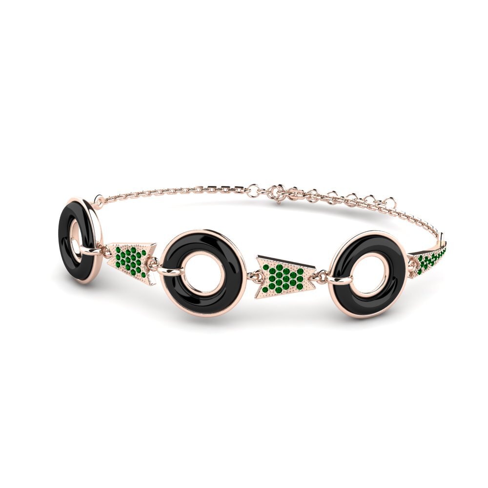 14k Oro Rosa Circonita Verde Pulsera de Mujer Brame