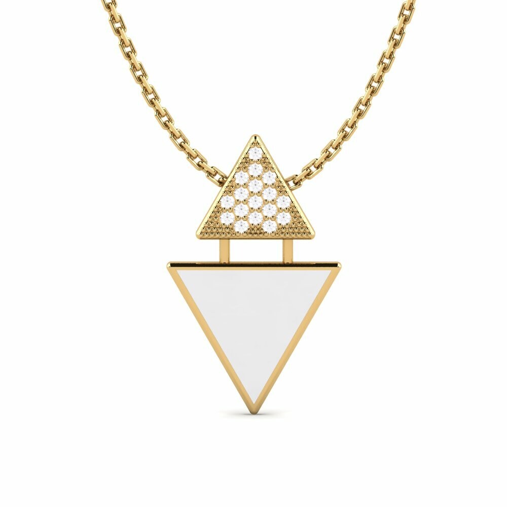 Vàng 9K Đá Sapphire Trắng Mặt dây chuyền nữ Brandons