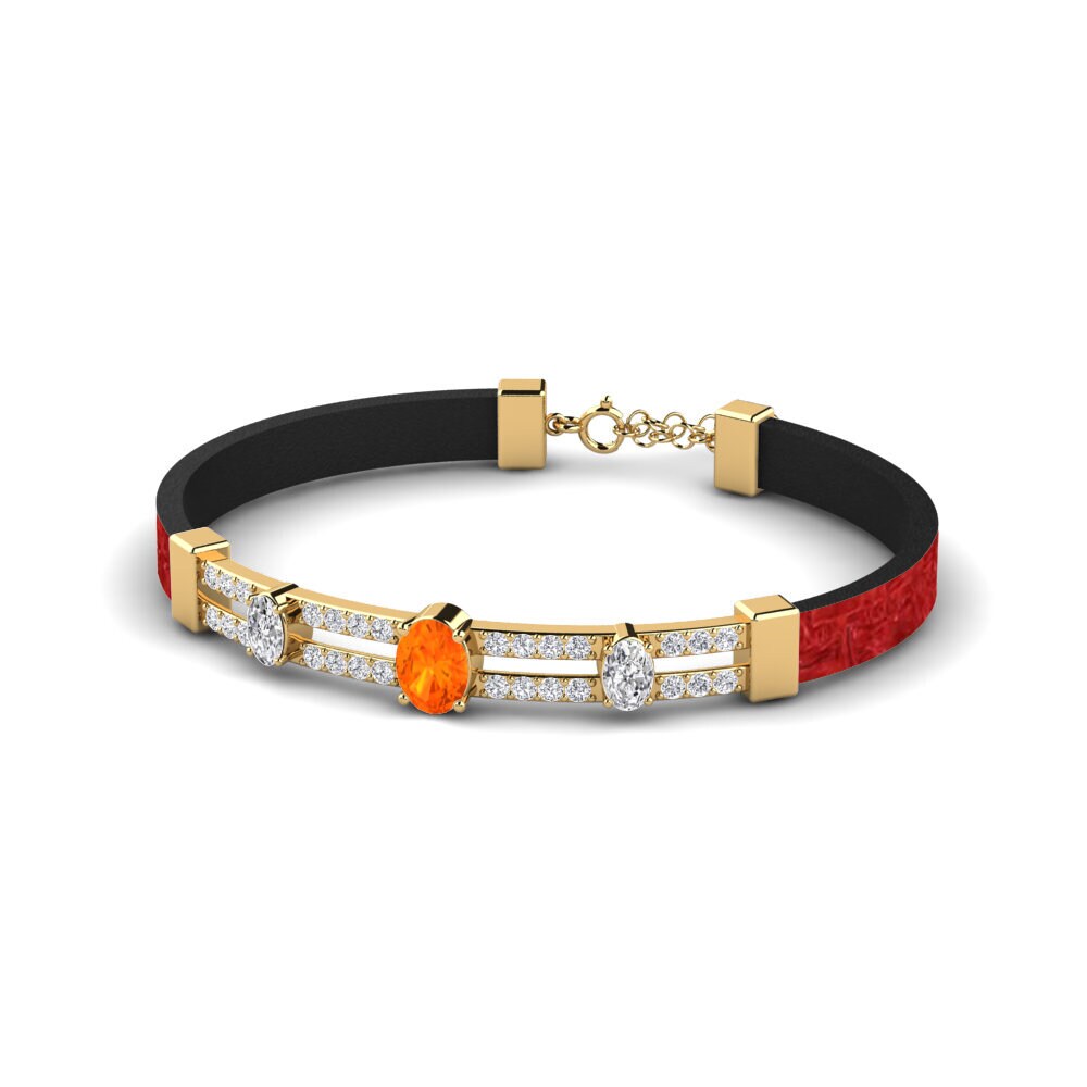 9ct Yellow Gold Fire Opal Women's Bracelet Brandy