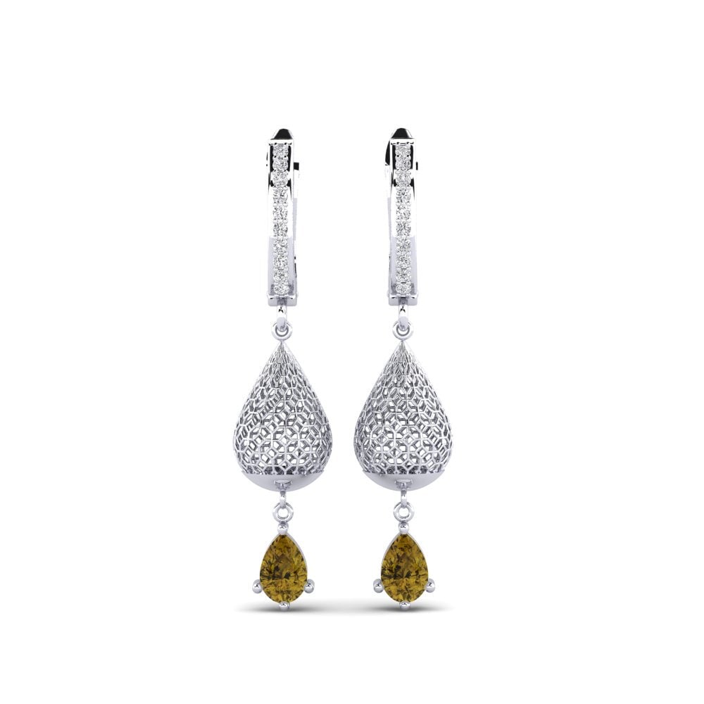 White Silver Brown Zircon Women's Earring Branne