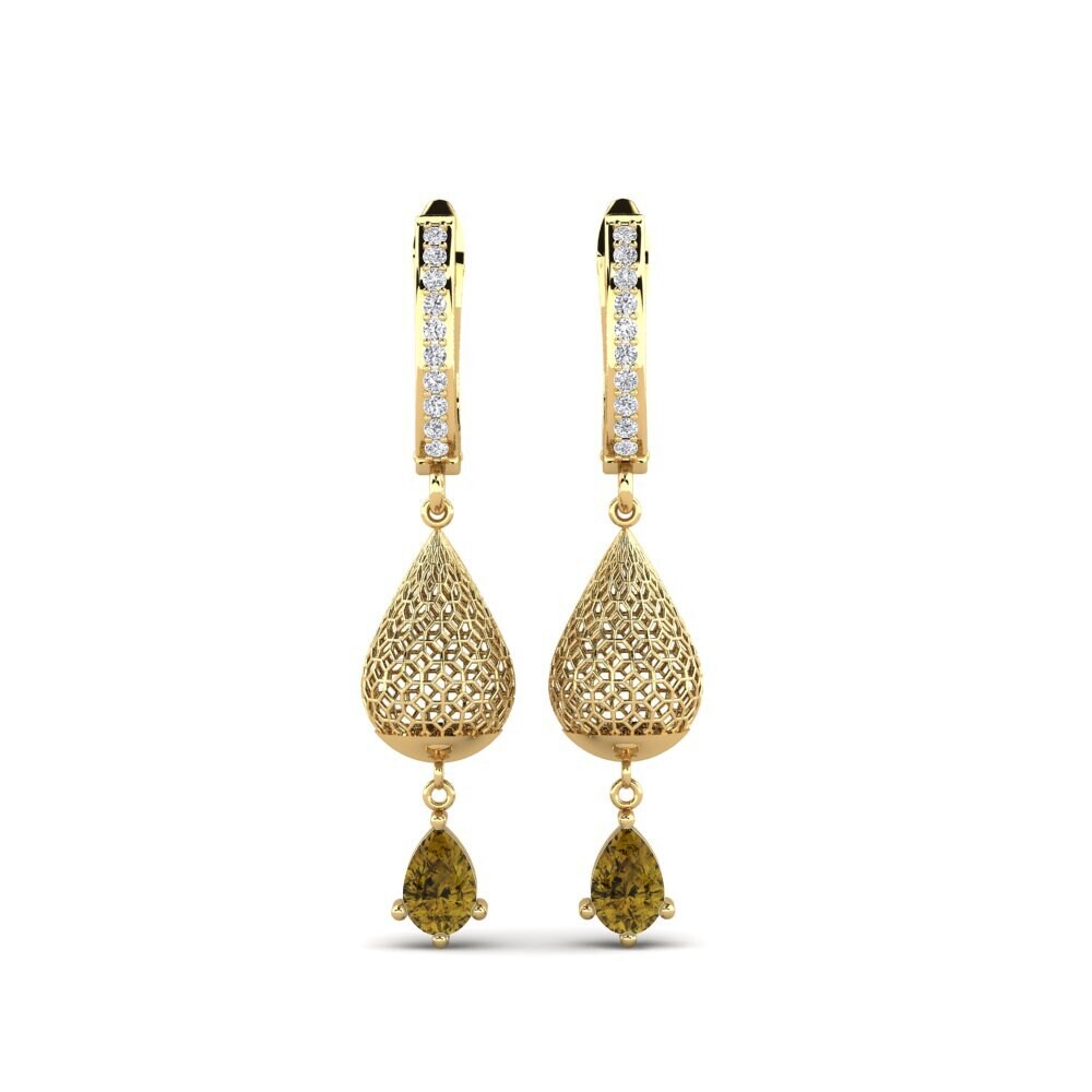 Pear Brown Zircon Women's Earring Branne