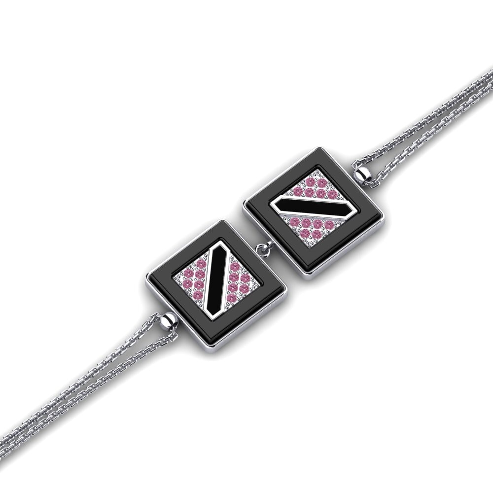 Paladio 950 Rodolita de Granito Pulsera de Mujer Brazeau