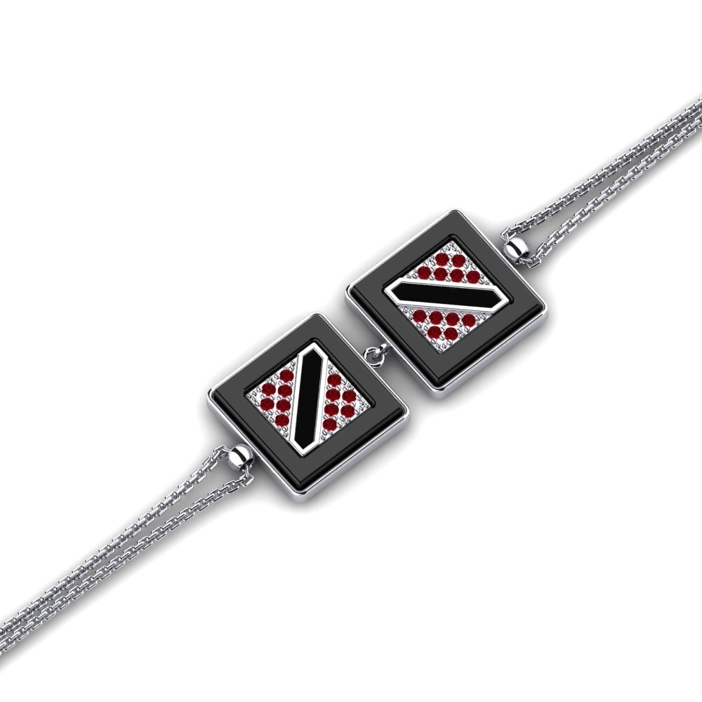950 Palladium Red Zirconia Women's Bracelet Brazeau