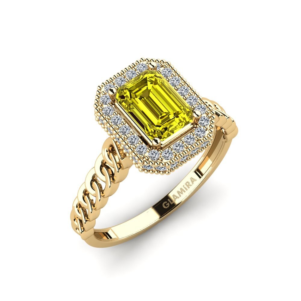 Diamante Amarillo Anillo de compromiso Breastwork