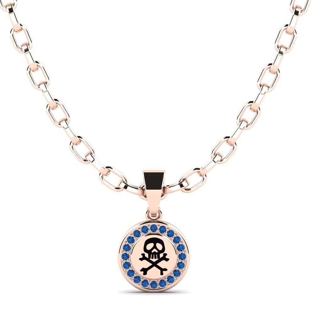 14K Rood Goud Donker Blauwe Zirkoon Heren hanger Brecken