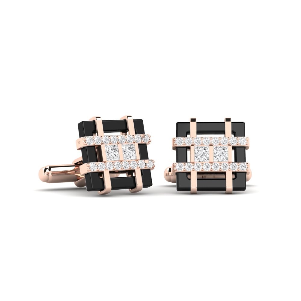 14ct Rose Gold White sapphire Cufflink Brenes