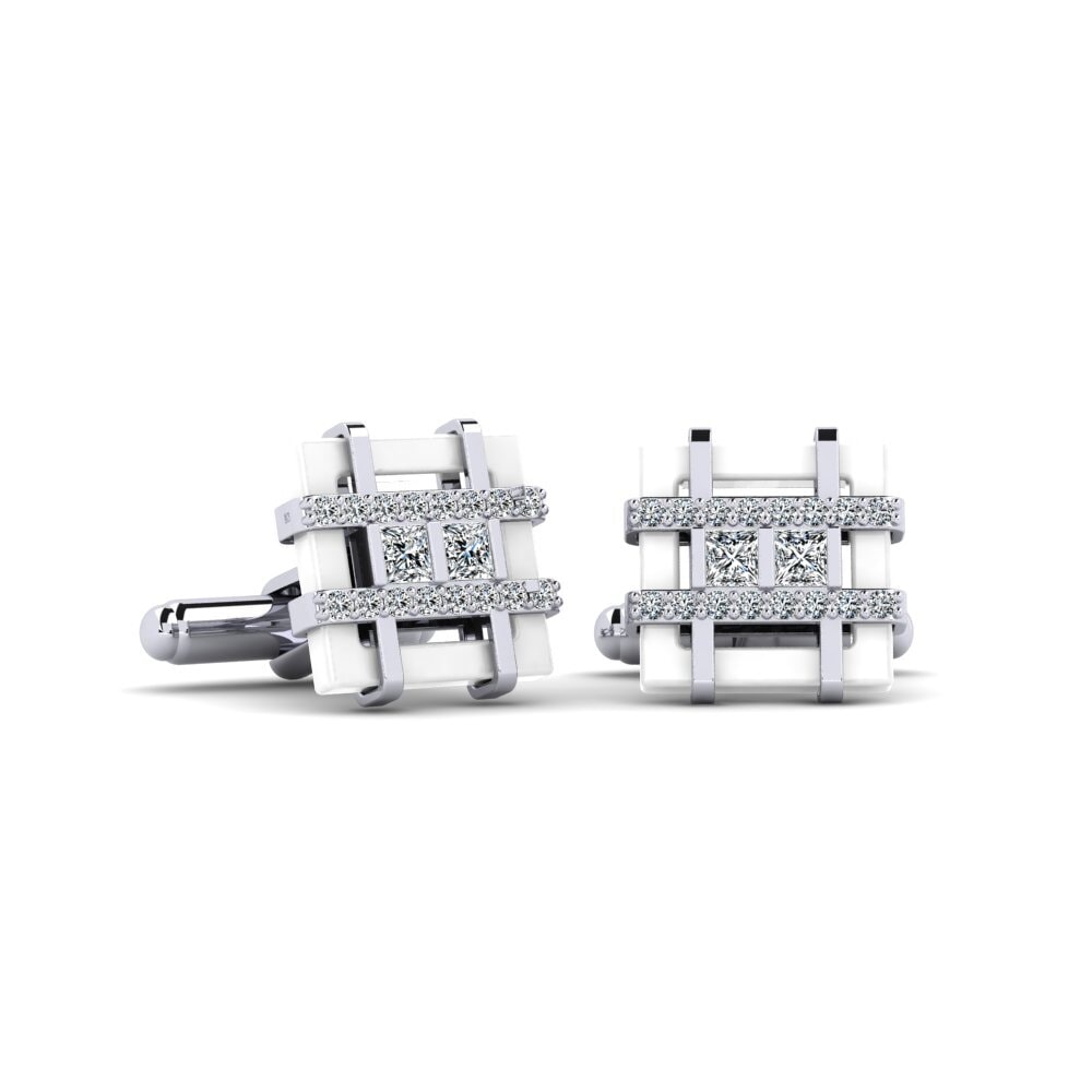 14ct White Gold Cufflink Brenes