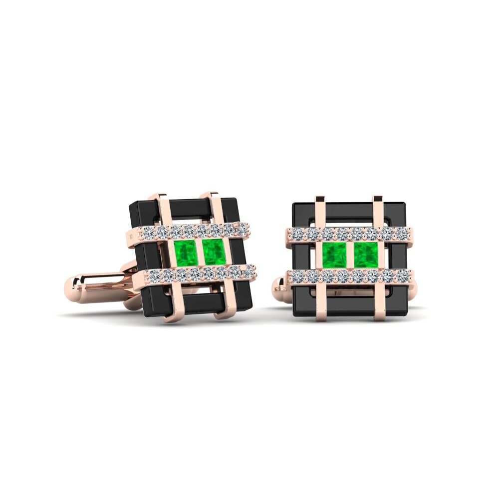 14ct Rose Gold Emerald Cufflink Brenes