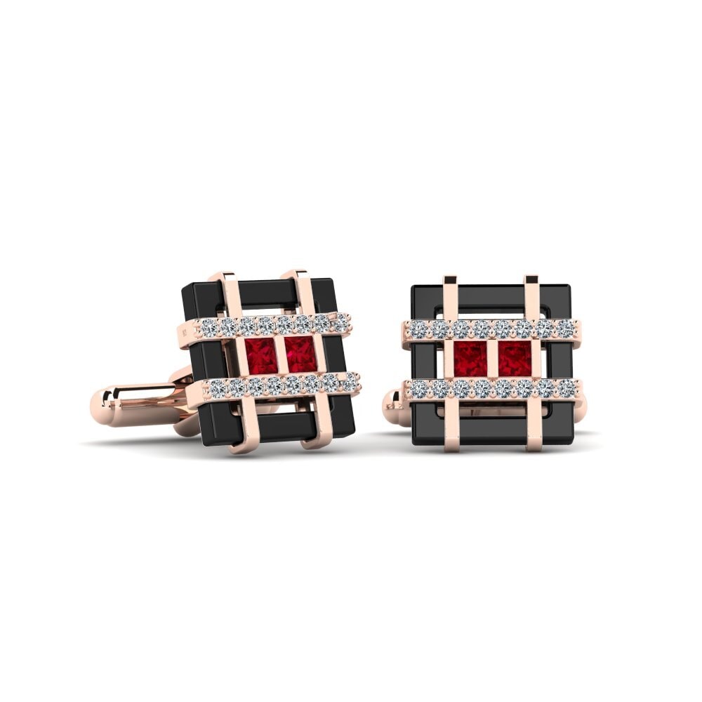 14k Oro Rosa Circonita Roja Gemelo Brenes
