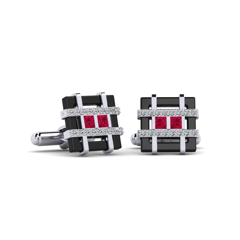 18ct White Gold Ruby Cufflink Brenes