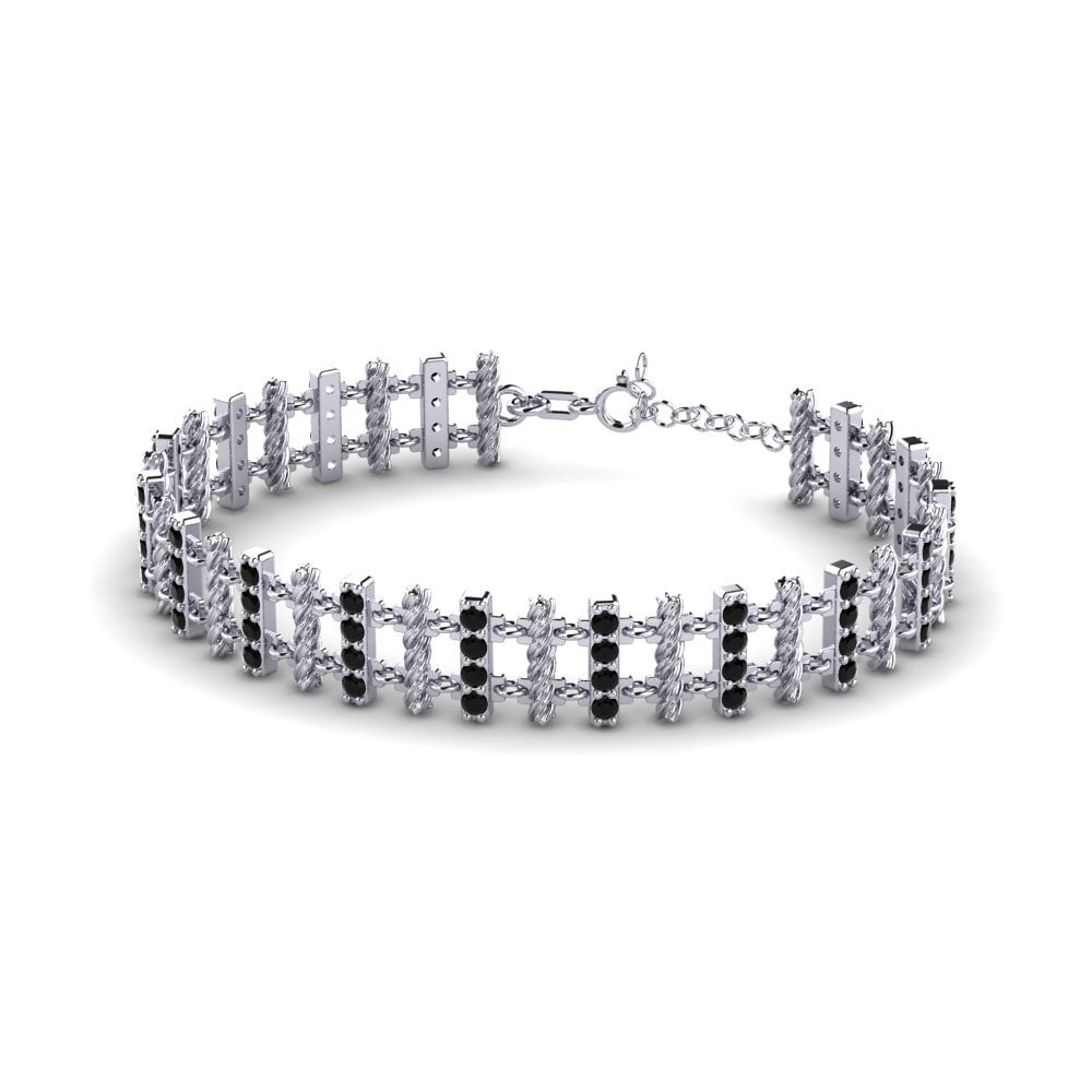 950 Palladium Black Diamond Women's Bracelet Breton