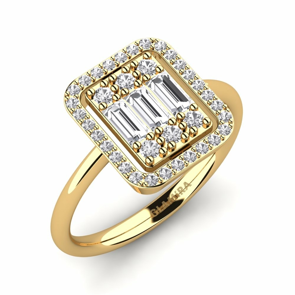 Exclusive Engagement Rings Brevier 585 Yellow Gold White Sapphire