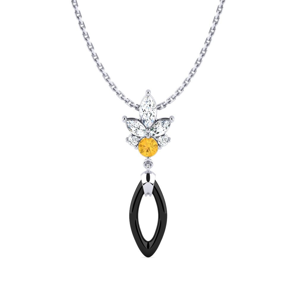 White Silver Citrine Women's Pendant Brewer