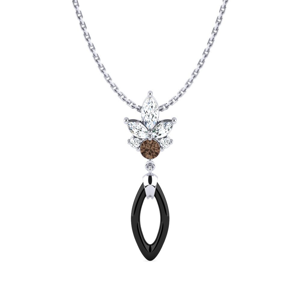 White Silver Smoky Quartz Women's Pendant Brewer