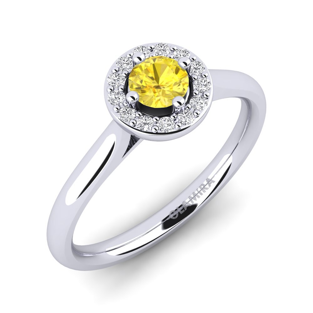 Redondo Zafiro amarillo Anillo de compromiso Brianna 0.25 crt