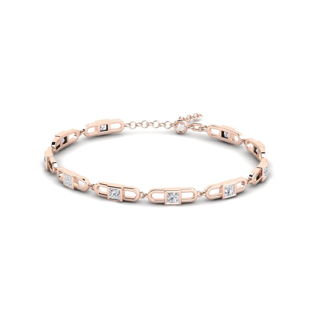 9k Oro Rosa Diamante cultivado en laboratorio Pulsera de Mujer Brickys
