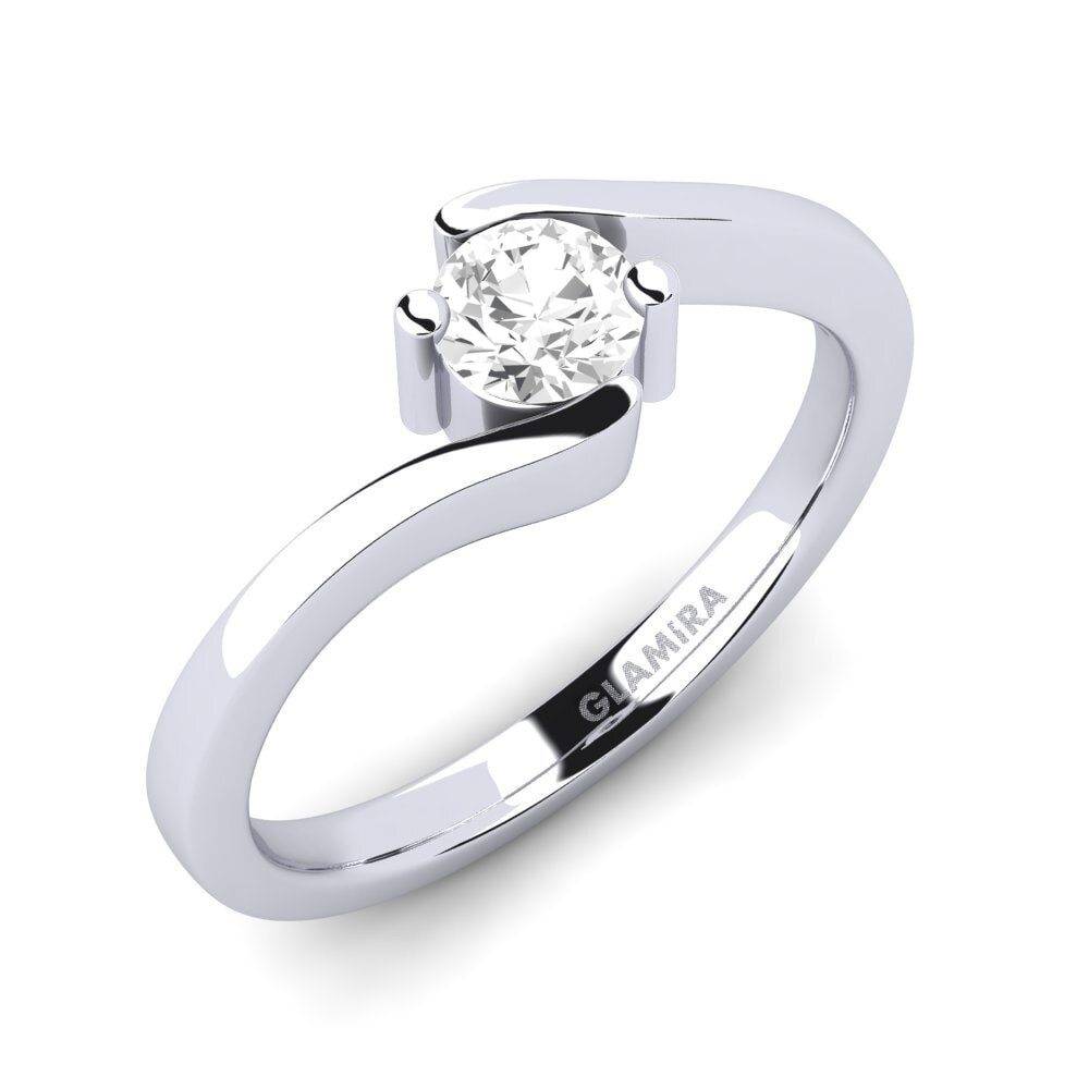 Buy 0.35 Carat Round cut White sapphire 14ct White Gold Engagement Ring ...