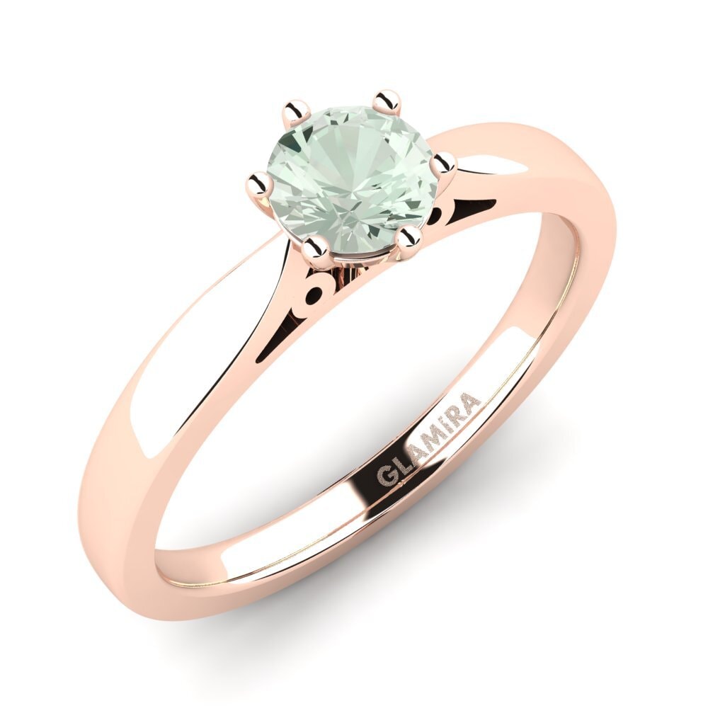 14ct Rose Gold Green Amethyst Engagement Ring Bridal Glory