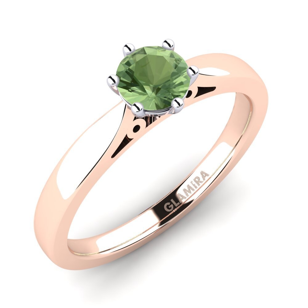 14ct Rose & White Gold Green Sapphire Engagement Ring Bridal Glory