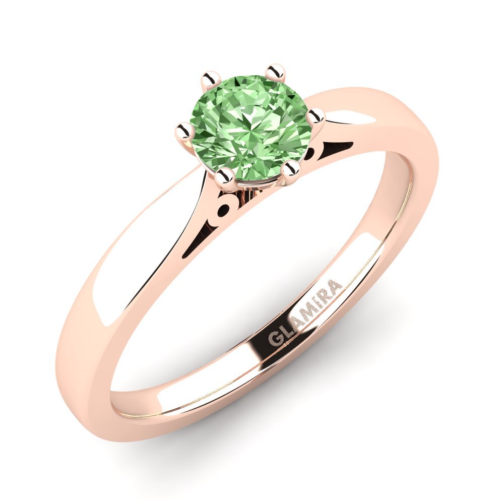 14ct Rose Gold Green Diamond Engagement Ring Bridal Glory