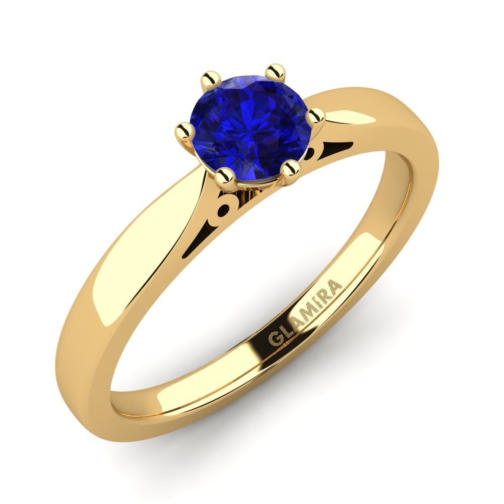 14ct Yellow Gold Sapphire (Lab Created) Engagement Ring Bridal Glory