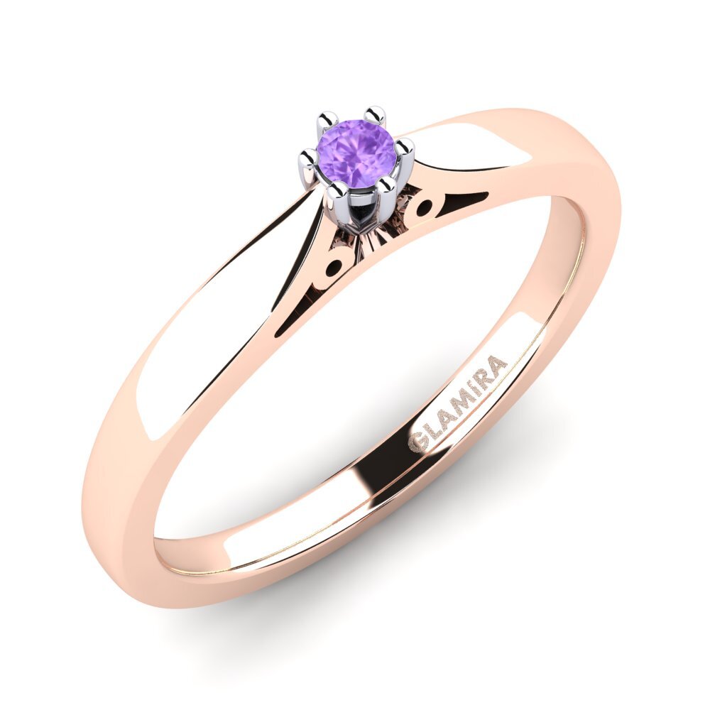 14ct Rose / White Gold Amethyst Engagement Ring Bridal Glory 0.05crt