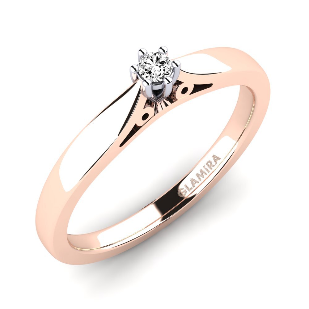9ct Rose / White Gold Moissanite Engagement Ring Bridal Glory 0.05crt