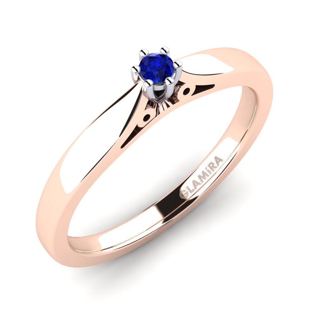 14ct Rose / White Gold Sapphire Engagement Ring Bridal Glory 0.05crt