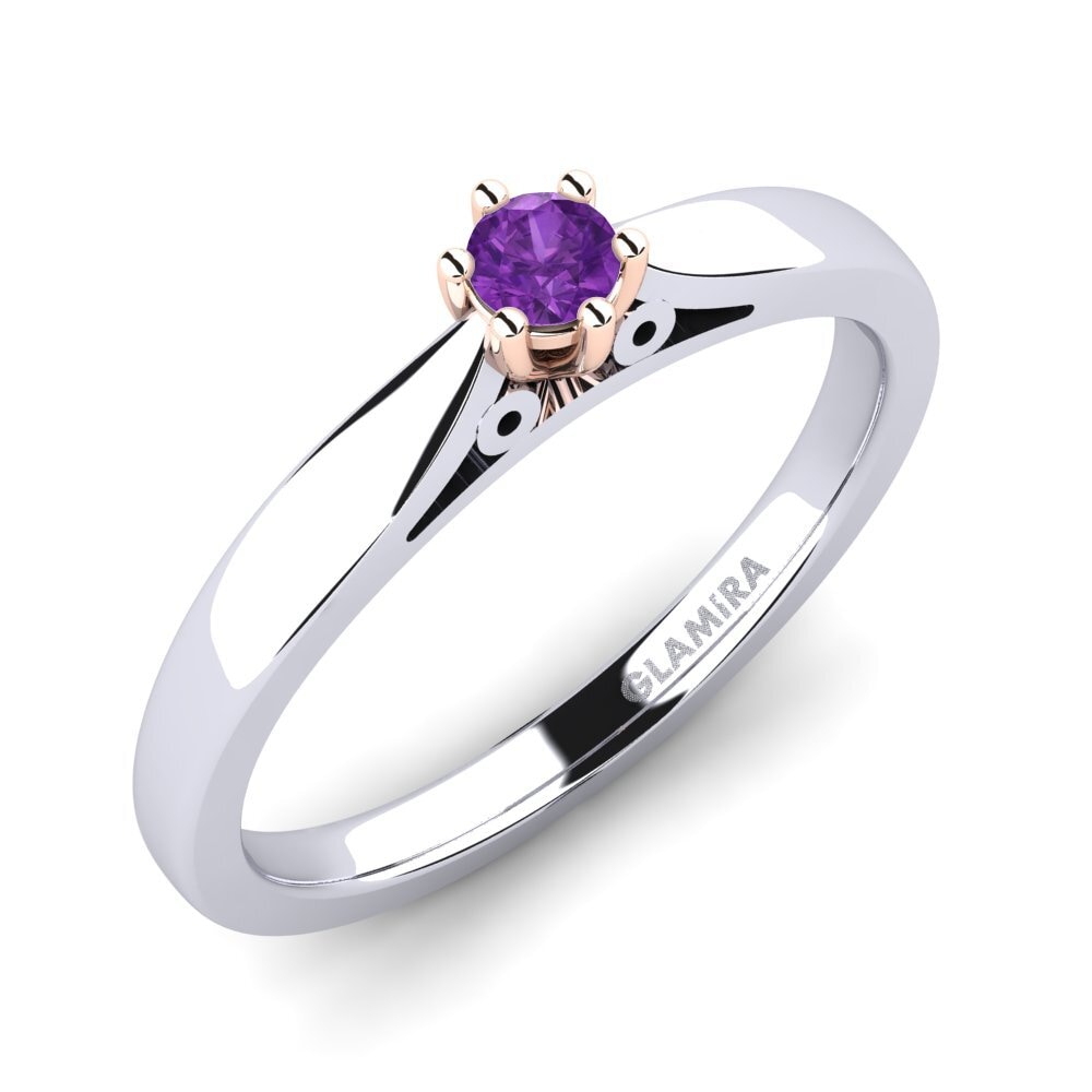 14ct White / Rose Gold Amethyst Engagement Ring Bridal Glory 0.1crt