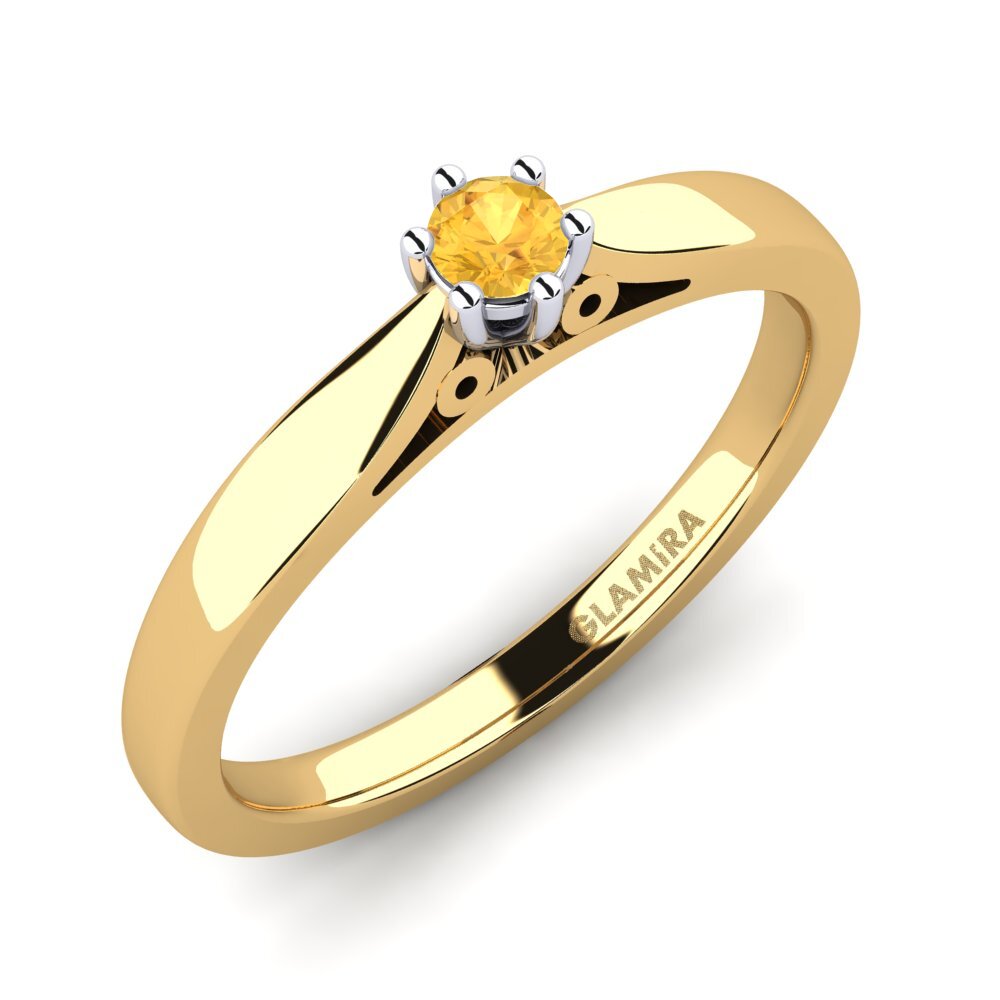14ct Yellow / White Gold Citrine Engagement Ring Bridal Glory 0.1crt