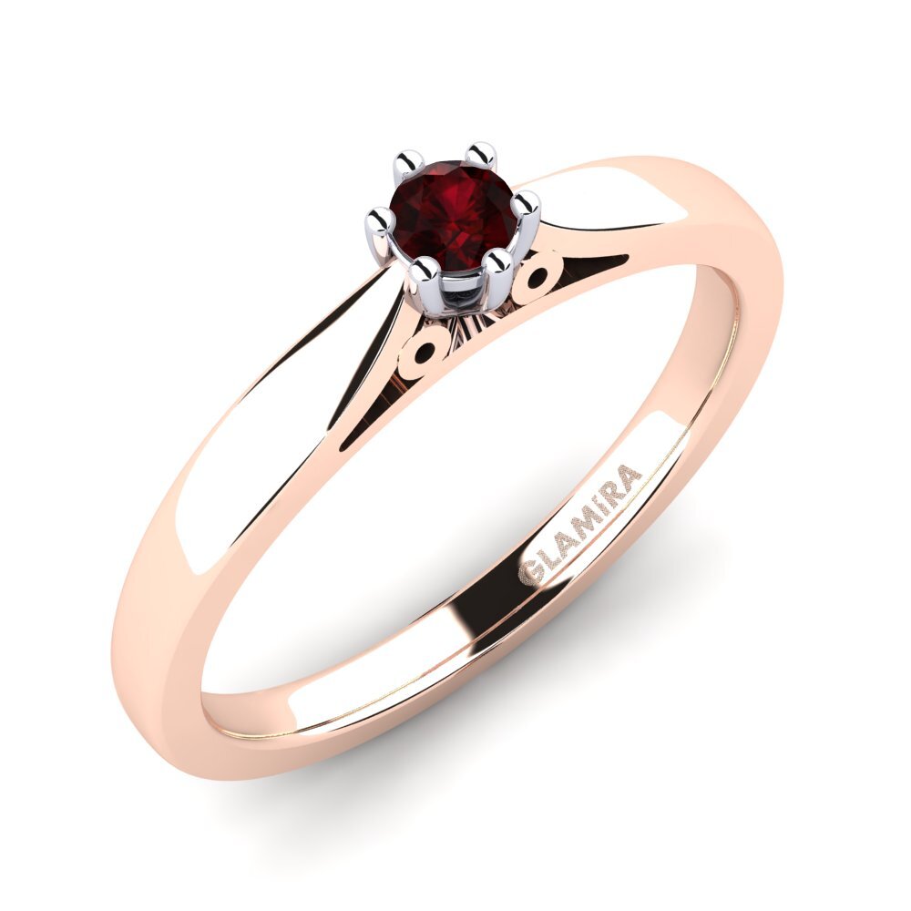 9ct Rose / White Gold Garnet Engagement Ring Bridal Glory 0.1crt