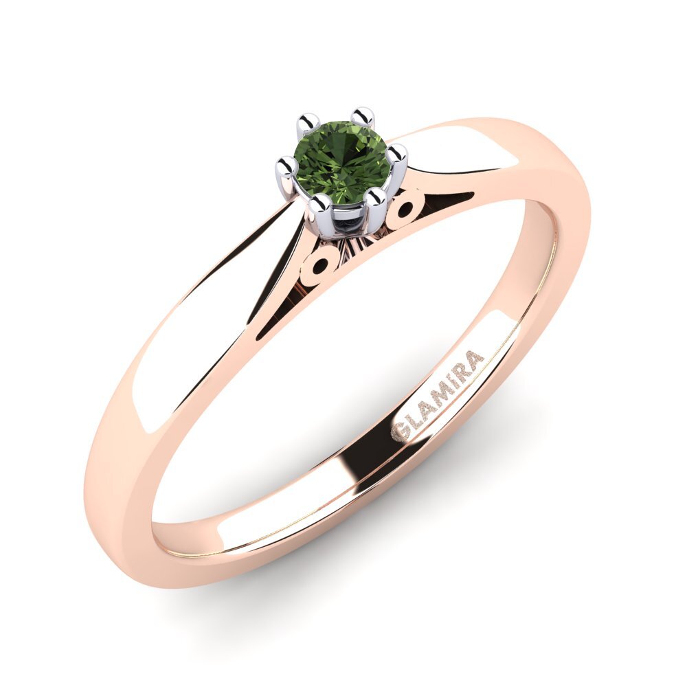 14ct Rose & White Gold Green Sapphire Engagement Ring Bridal Glory 0.1crt